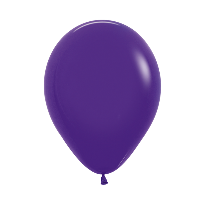 An inflated 11-inch Metallic Violet Latex Balloon.