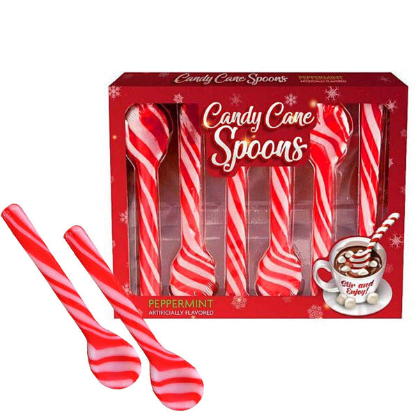 Christmas Candy Cane Peppermint Spoons 6" | 6 ct