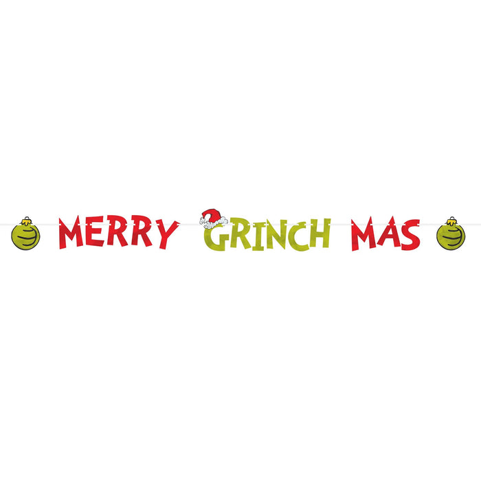 A 12 foot Merry Grinchmas Letter Banner.