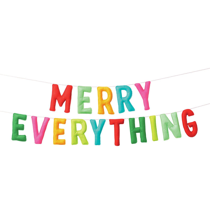 An 8 foot Christmas Merry Everything Multicolor Felt Letter Banner.