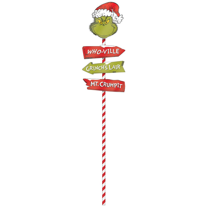 Christmas Grinch Directional Metal Yard Stake | 1ct