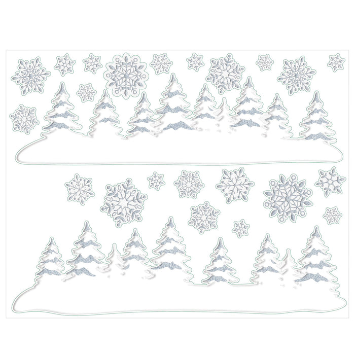 Christmas Snowy Glitter Vinyl Window Decorations | 1ct