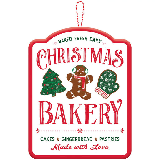 A 14" by 18" Christmas Bakery Cocoa Bar MDF Hanging Sign.