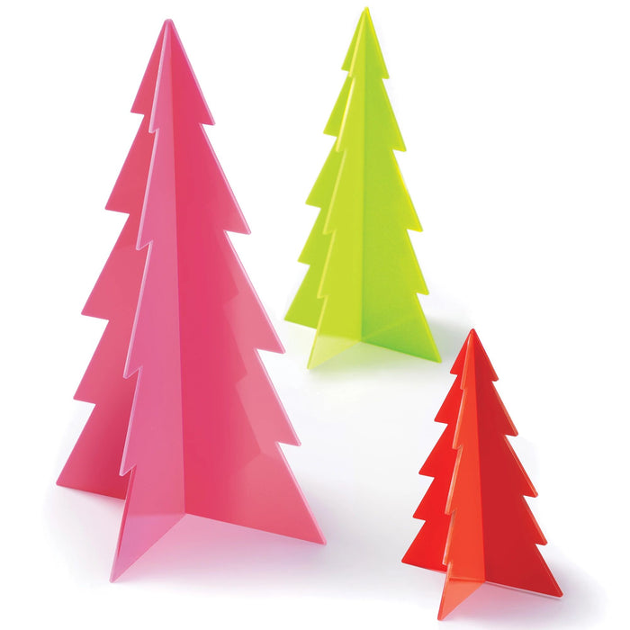 Christmas Multicolor Acrylic Tree Centerpieces | 3 ct