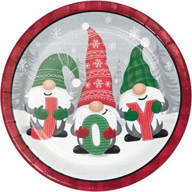 Bring the holiday cheer to your next holiday gathering with these festive Christmas Holiday gnomes paper plates. Each plate is a sturdy 9" and comes in a pack of 8, making them perfect for every dinner, lunch, and snack! Show off your holiday spirit and enjoy a worry-free meal with these party plates.