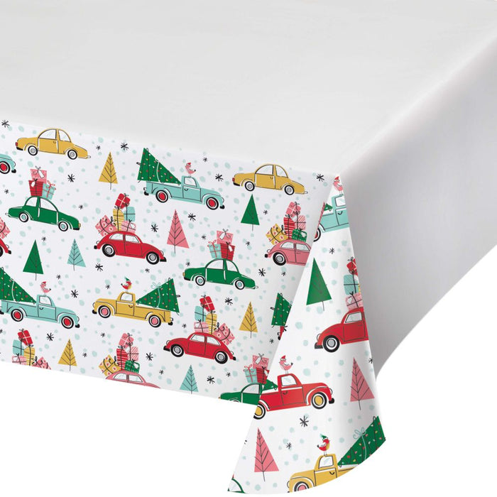 Christmas Cars Paper Tablecloth 54" x 96" | 1 ct