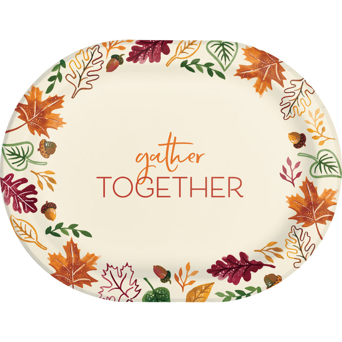 Thanksgiving Fall Festivities Oval Plates 12" | 8 ct