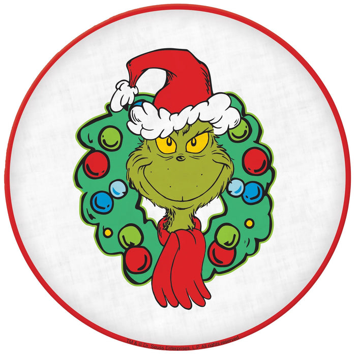 A 13.5 inch Christmas Traditional Grinch Round Melamine Platter