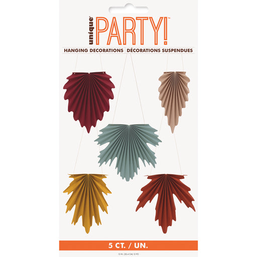 A package of Thanksgiving Fall Leaves Paper Hanging Decorations.