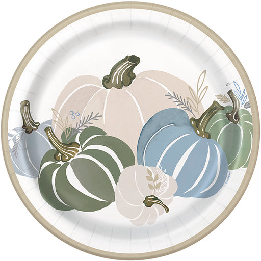 A 9 inch Thanksgiving Modern Pastel Round Plate.