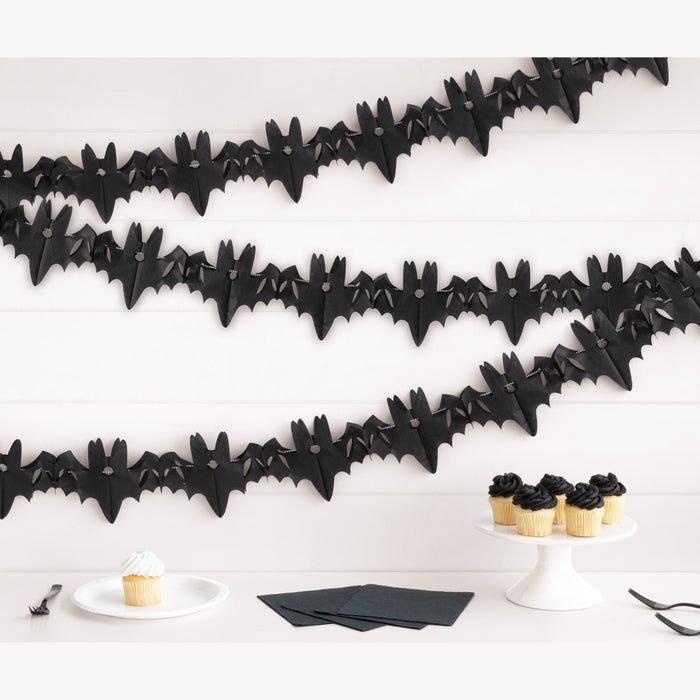 Halloween Hauntings Bats Tissue Garland 10" | 3ct