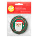 A 75 count package of Wilton Festive Santa Claus Cupcake Liners,