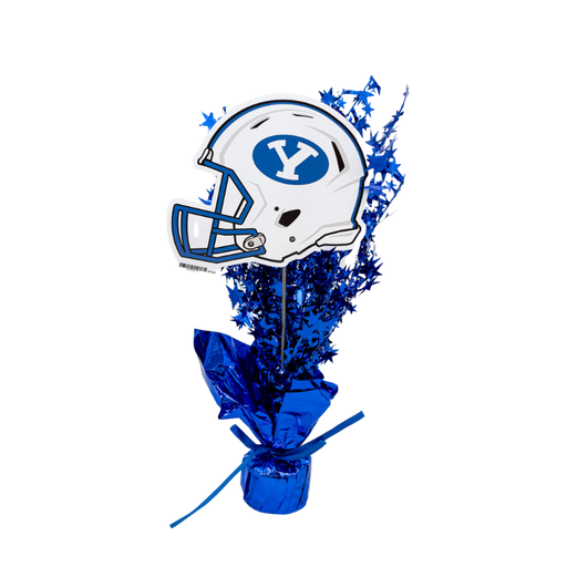 A 14 inch BYU Football Helmet Centerpiece Spray.