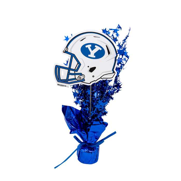 A 14 inch BYU Football Helmet Centerpiece Spray.