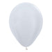 An inflated 11-inch Pearl White Latex Balloon.