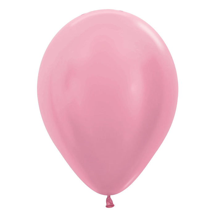 Inflated Pearl Pink color latex balloon