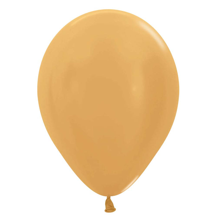 Inflated Metallic Gold latex balloon