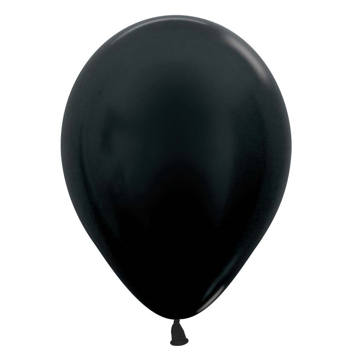 Inflated Metallic Black latex balloon