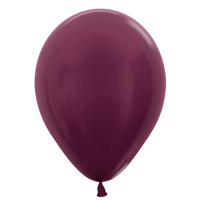 Inflated Metallic Burgundy latex balloon