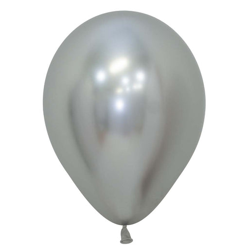 Inflated Reflex Silver color latex balloon