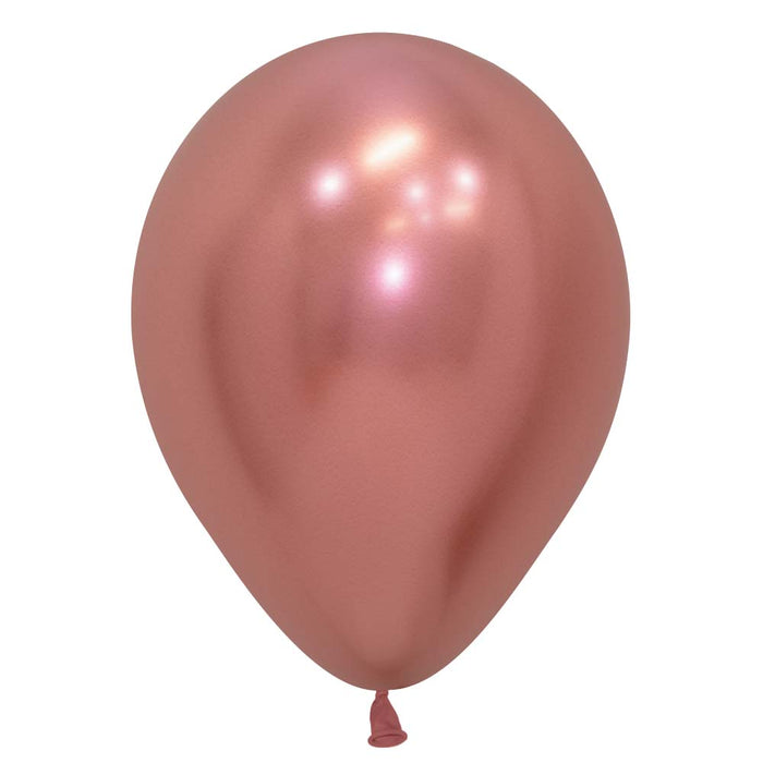 Inflated Reflex Rose Gold color latex balloon