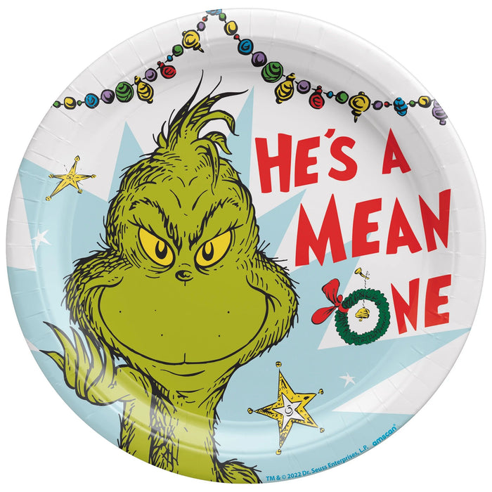 A 10.5 inch Christmas Traditional Grinch Round Plate.