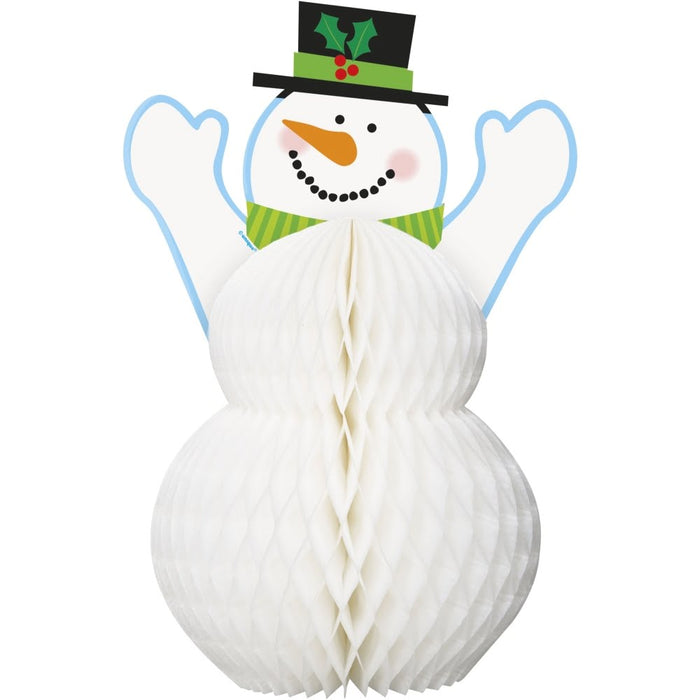 Christmas Snowman Honeycomb Centerpiece 12" | 1 ct