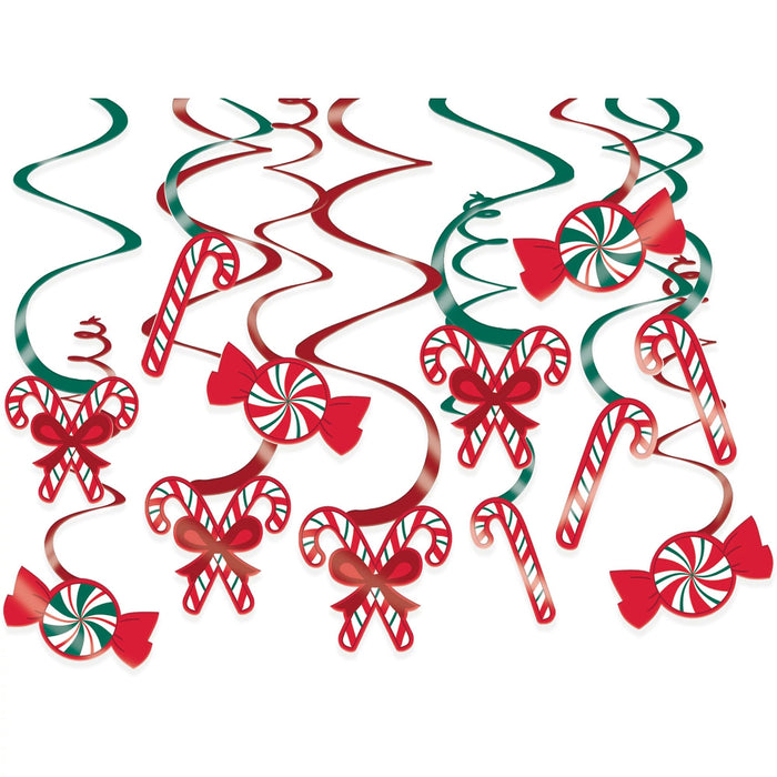 Christmas Candy Cane Swirls  Decorations | 12ct