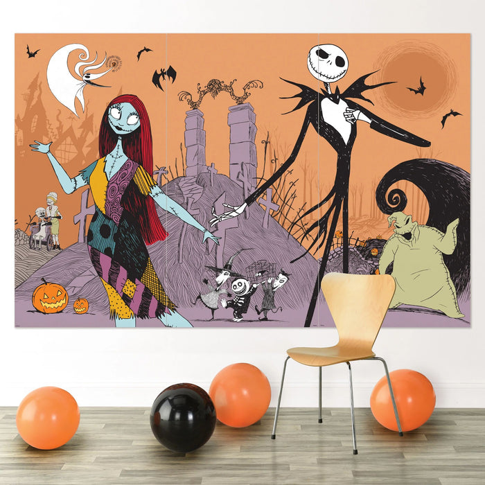 A 8.4ft x 5.4ft The Nightmare Before Christmas Plastic Scene Setter.