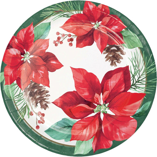 Christmas Poinsettia Perfection Paper Lunch Plates 9" | 8 ct