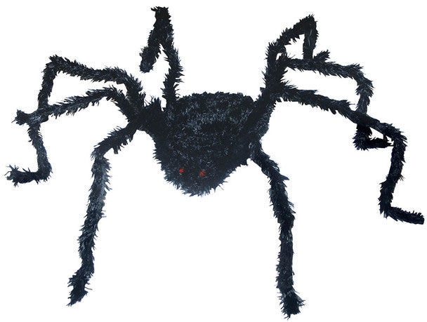 Poseable Furry Black Spider with Light Up Eyes 60in