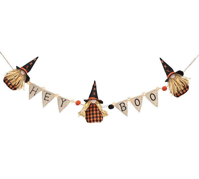 Halloween Light Up Hey Boo Gnome Garland