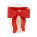 A 12 ounce Christmas Red and Pink Bow Paper Cup.