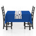 A Boise State University Vinyl Table runner on a table. 