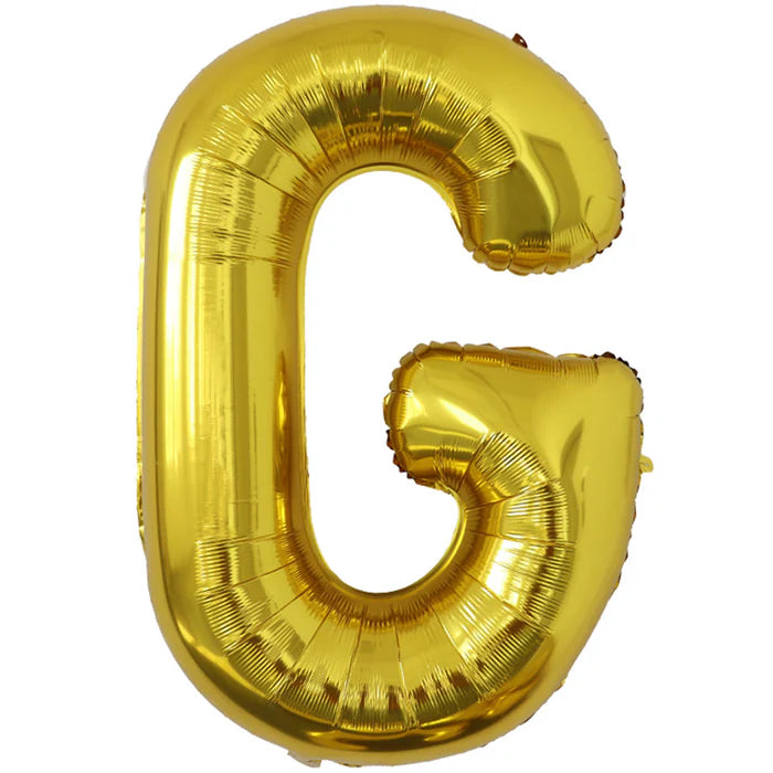 A 34-inch Gold Jumbo Metallic Balloon in the letter G.