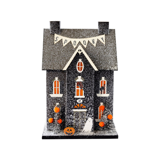 An 8-inch Halloween Haunted Village House decoration.