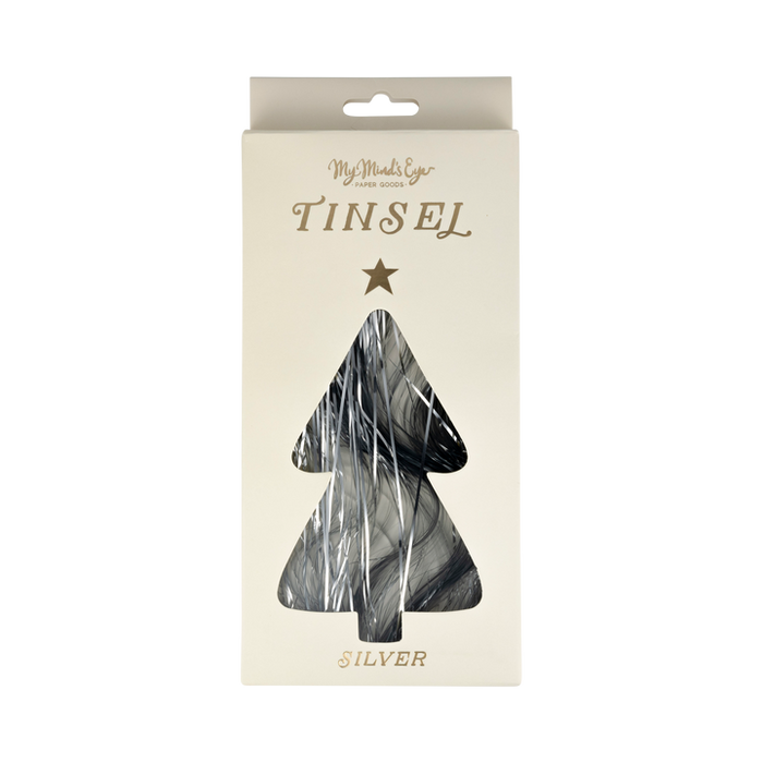 A package of Christmas Silver Tinsel.