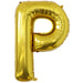 A 34-inch Gold Jumbo Metallic Balloon in the letter P.