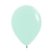 A filled 11-inch Semptertex Pastel Matte Green Latex Balloon.