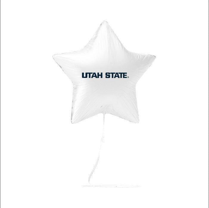 A 17 inch  Utah State Wordmark Mylar Balloon.