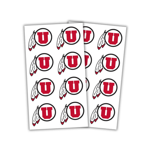 2 sheets of U of U Feather Black And Red Stickers.