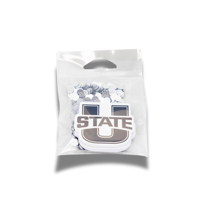 A package of Utah State University Logo Deco-Fetti