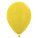 An inflated 11-inch Metallic Yellow Latex Balloon.