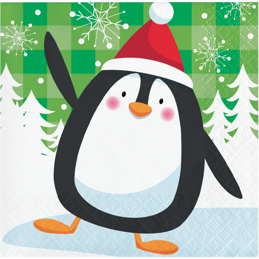 This 16-count pack of Christmas Characters Penguin Beverage Napkins is the perfect addition to your holiday festivities. These festive napkins are disposable and conveniently pre-folded for easy storage.