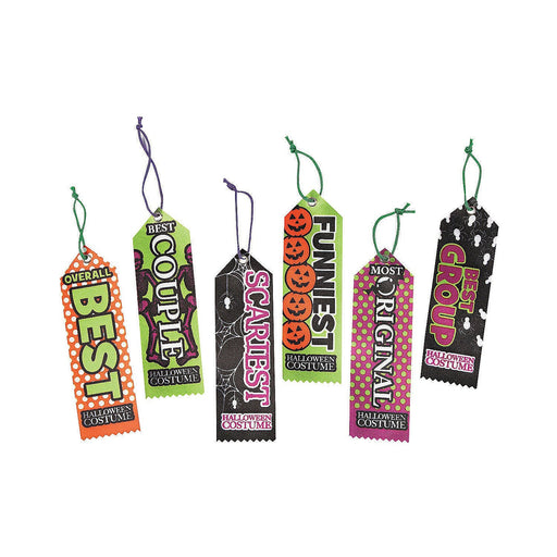 An assortment 2" x 6" of Halloween Costume Award Ribbons.