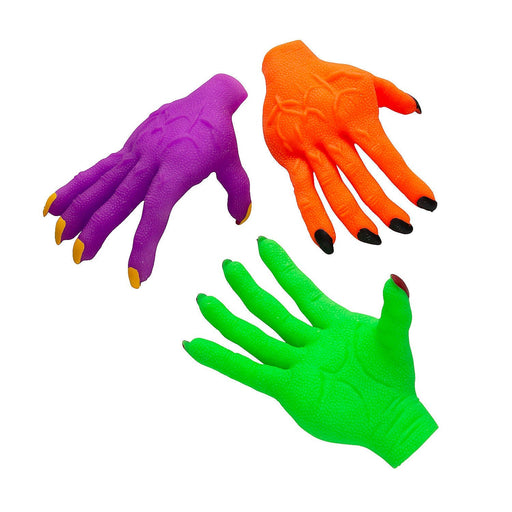 A photo showe three colors of the Halloween kids monster glove.