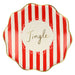 Striped Christmas Dinner Plate, red stripe "Jingle" design