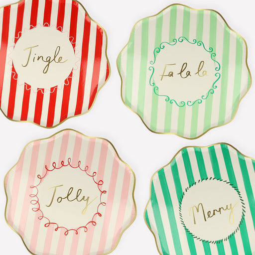 Striped Christmas Dinner Plates, 1 of each design