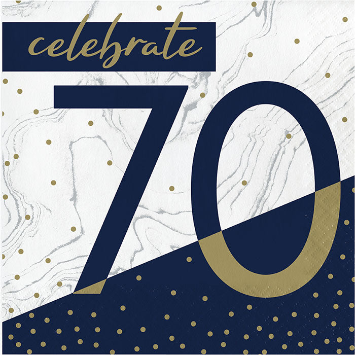 Navy & Gold Milestone Celebrate 70 Lunch Napkins | 16ct