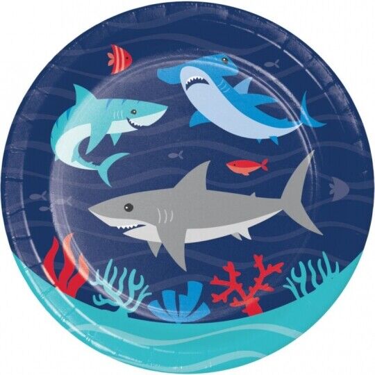 Shark Party Dessert Paper Plates 7" | 8ct